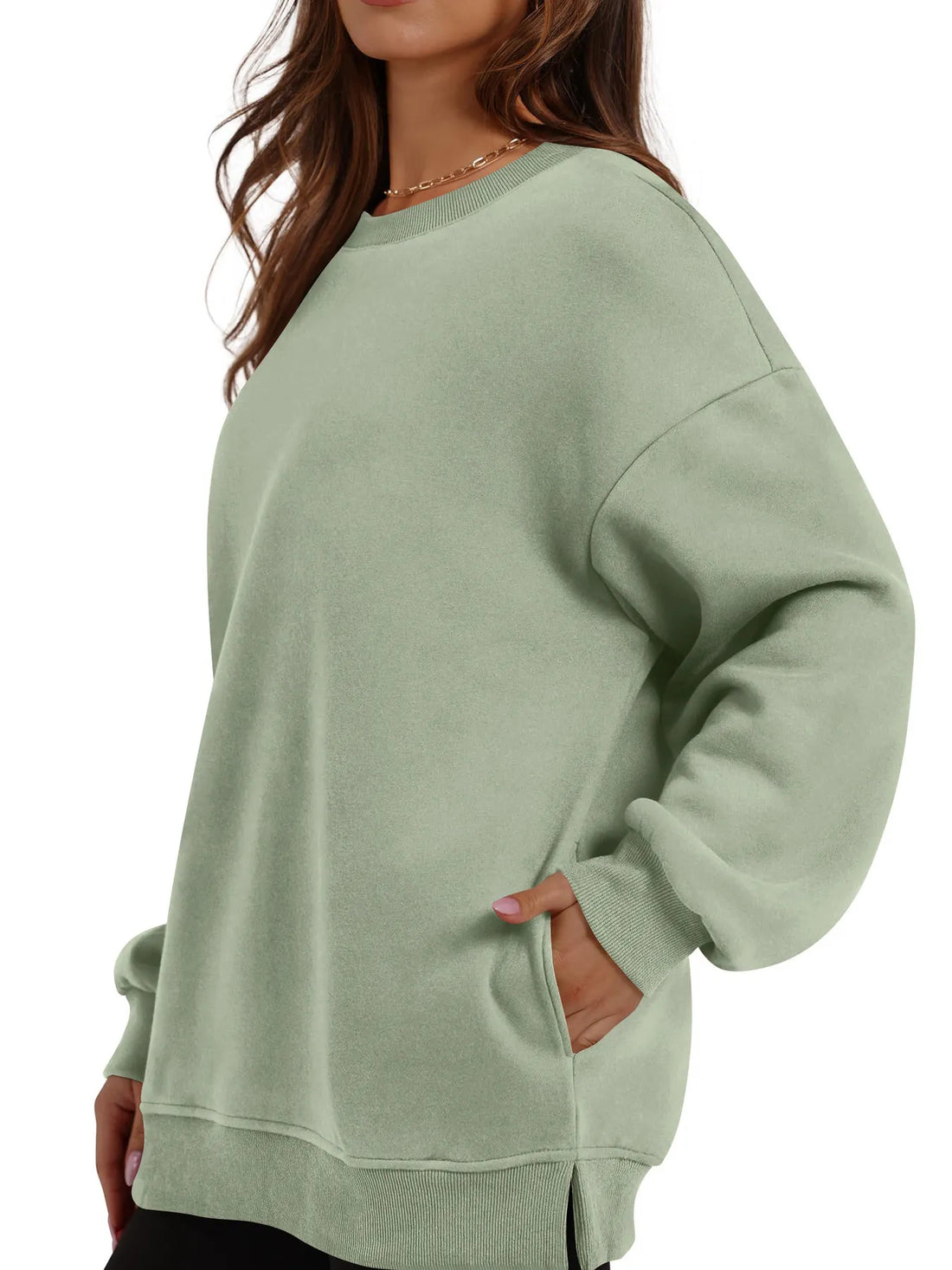 Oversized Long Sleeve Crewneck Sweatshirt - Velora Luxury Fashion