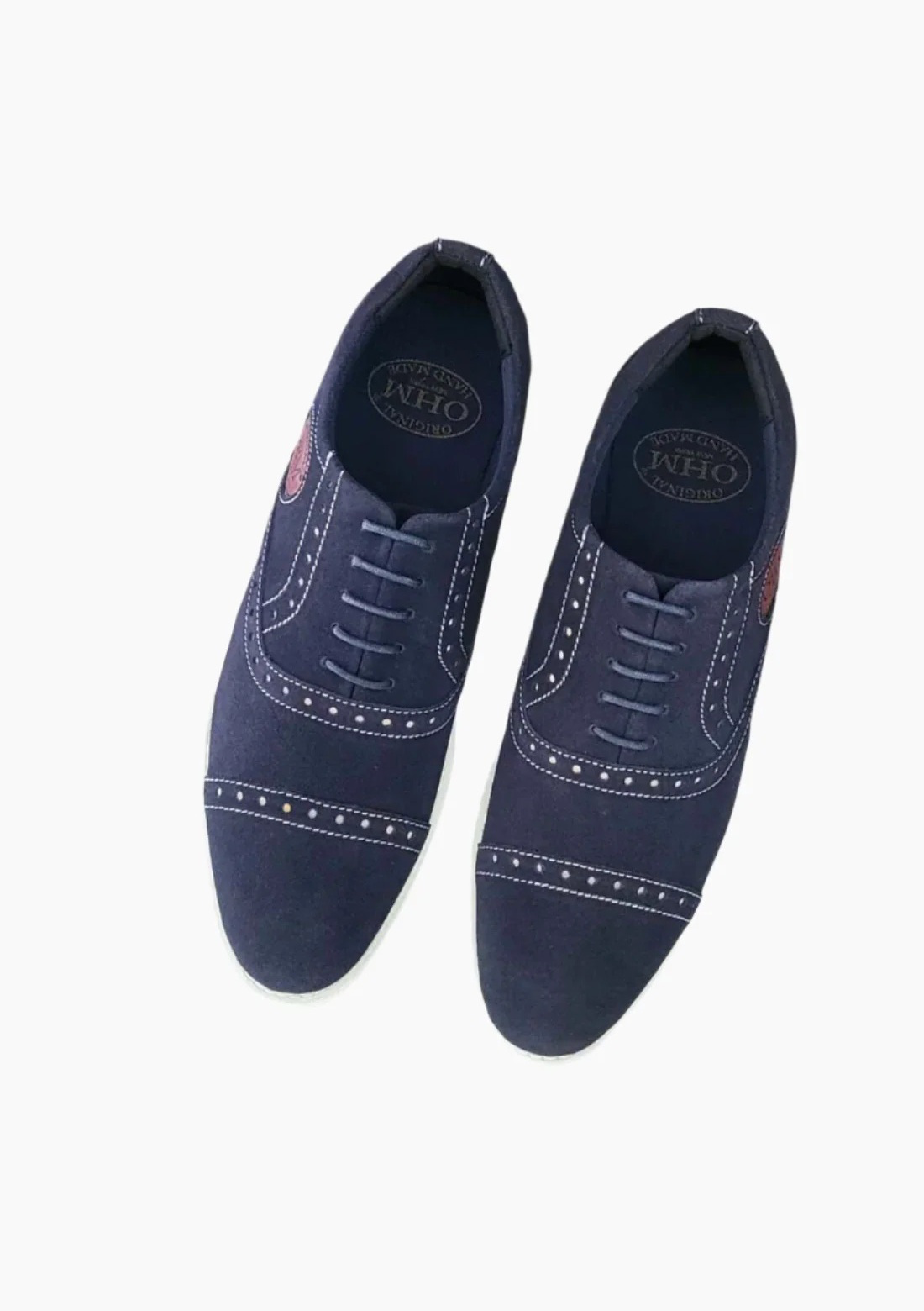 OHM Oxford Shoes in Italian Blue Leather with Perforation - Velora