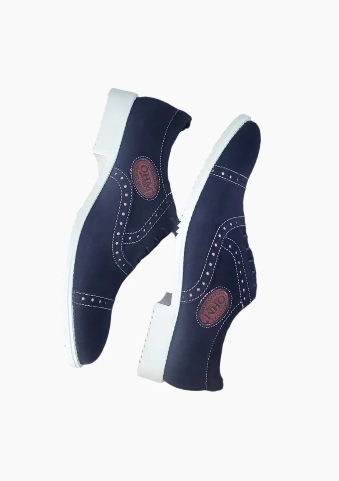 OHM Oxford Shoes in Italian Blue Leather with Perforation - Velora