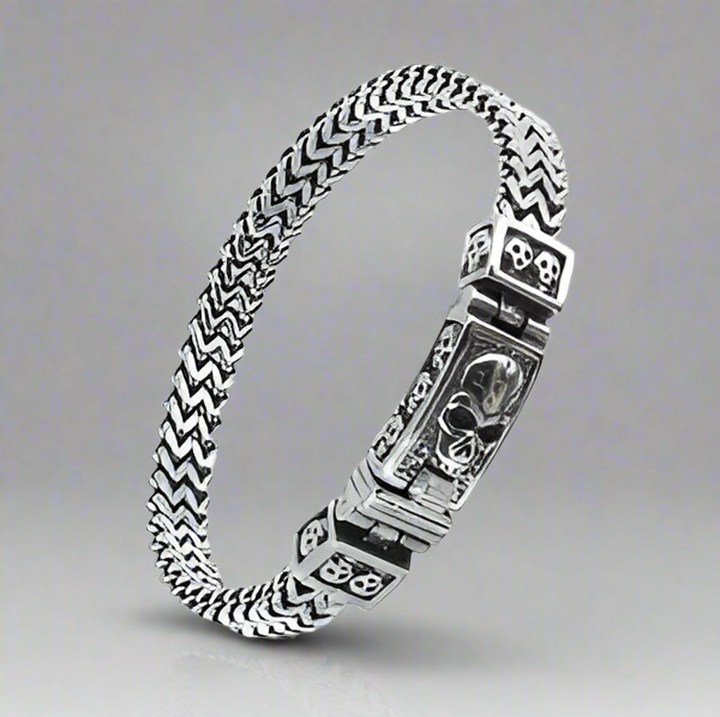 GoSteel Men's Skull ID Bracelet Boutique of Leathers/Open Road