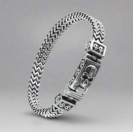 GoSteel Men's Skull ID Bracelet Boutique of Leathers/Open Road
