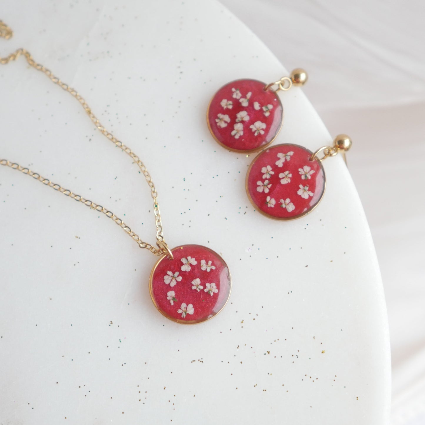 Ensemble Céleste - fleurs de carotte- rond - Velora