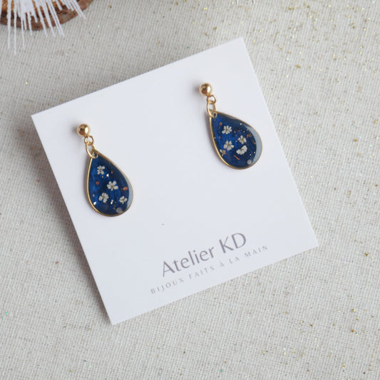 Boucles d’oreilles Céleste avec fleurs de carotte - goute (moyen) - Velora