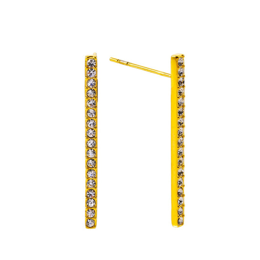REGINA: Pavé Bar Stud Earrings with Zirconia Gemstones - Velora