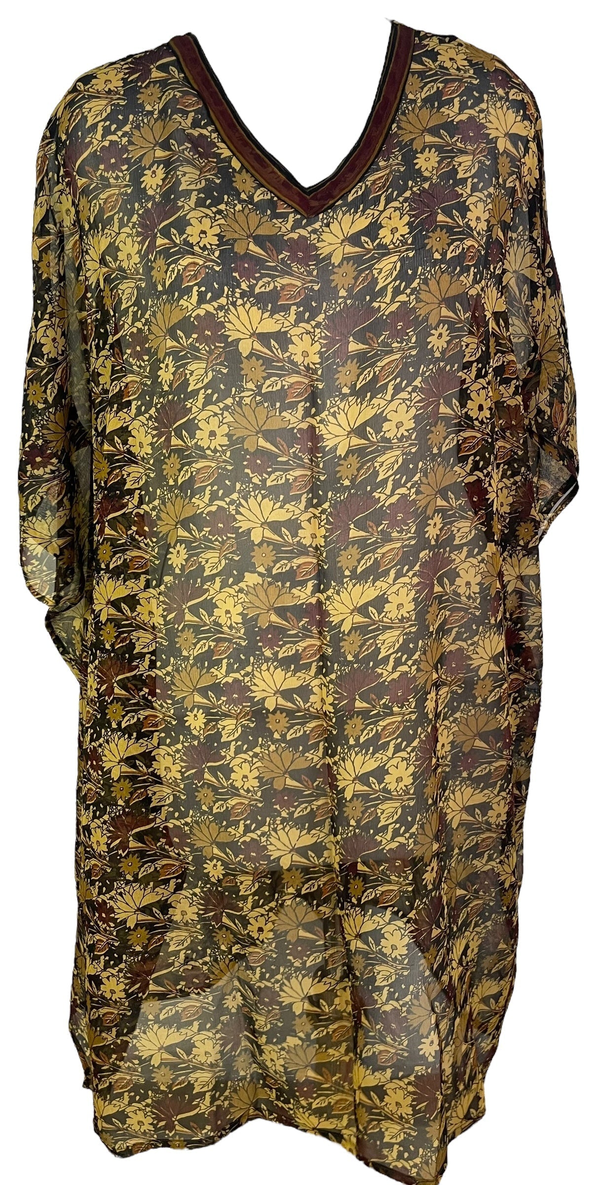 PCH6641 Very Sheer Avatar Pure Silk Midi Length Kaftan - Velora Luxury Fashion
