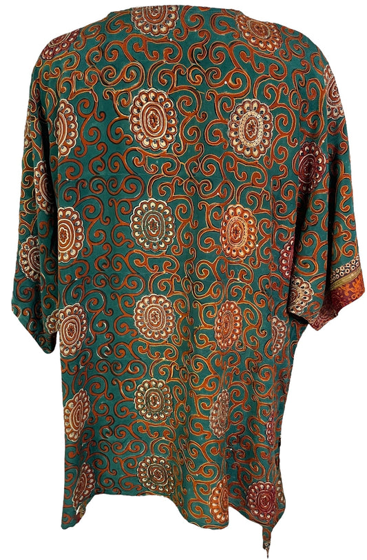 PRC6937 Avatar Pure Silk Long Tunic with Side Ties - Velora