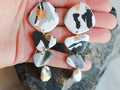 PIEDRA Earrings. White, Black, gold and grey marble swirls, Bold statement Earrings - Velora Luxury Fashion
