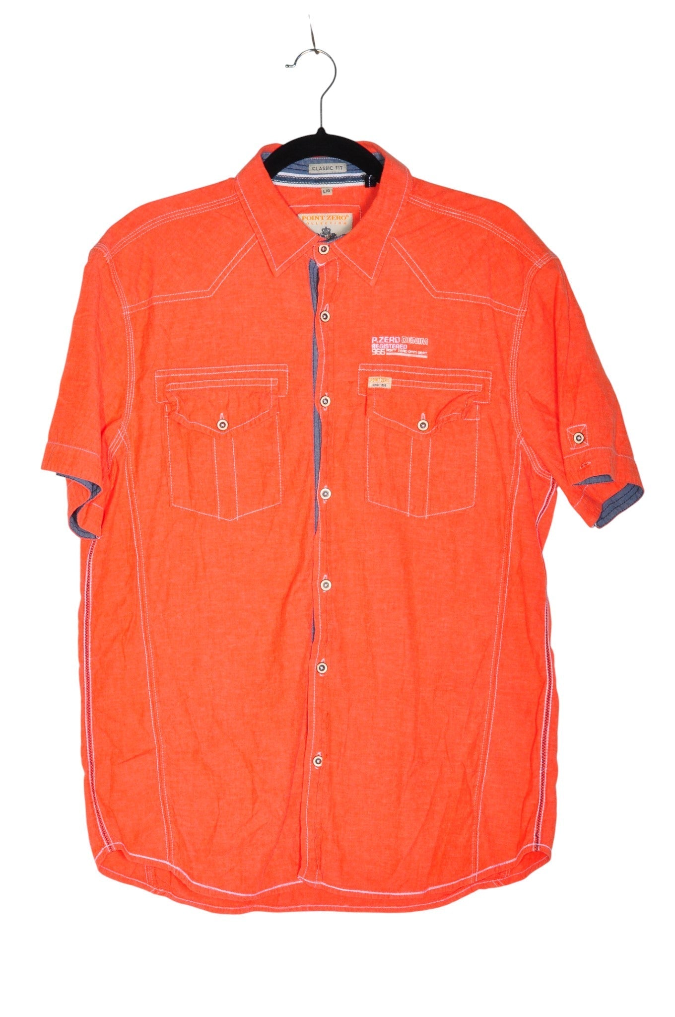 POINT ZERO Men Button Down Tops Regular fit in Orange - L - Velora Luxury Fashion