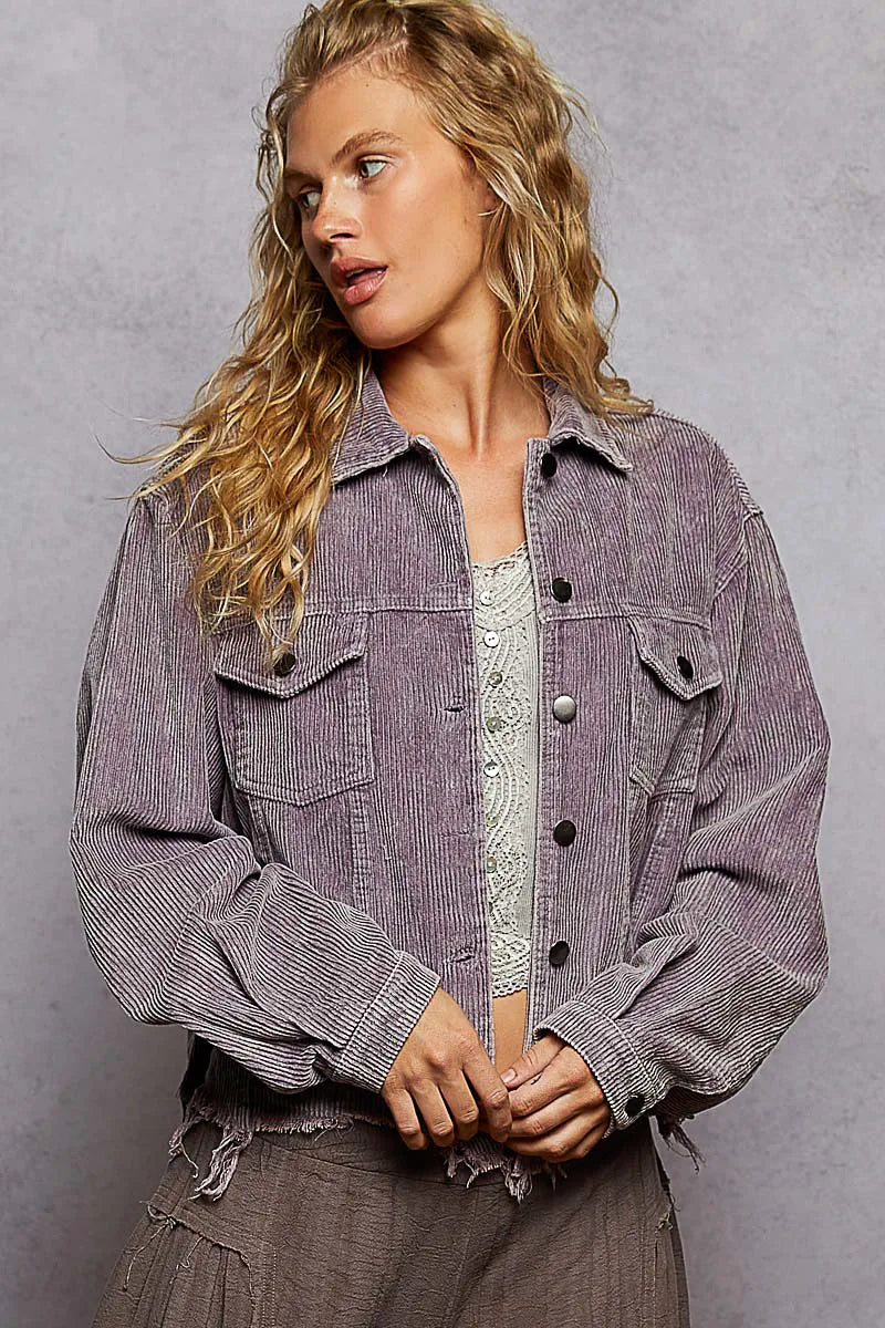 POL Button Down Corduroy Trucker Jacket - Velora Luxury Fashion