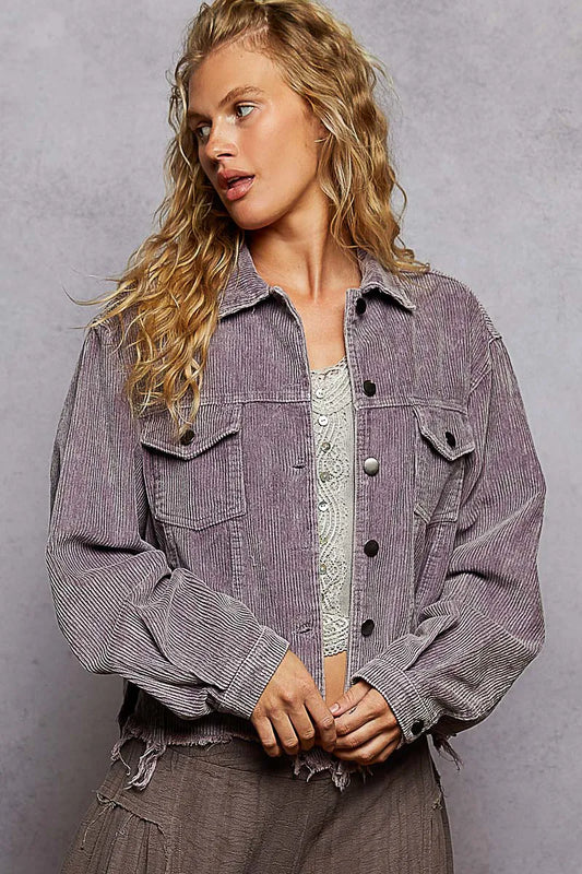 POL Button Down Corduroy Trucker Jacket - Velora Luxury Fashion