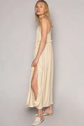 POL Frill Slit Square Neck Cami Dress - Velora Luxury Fashion