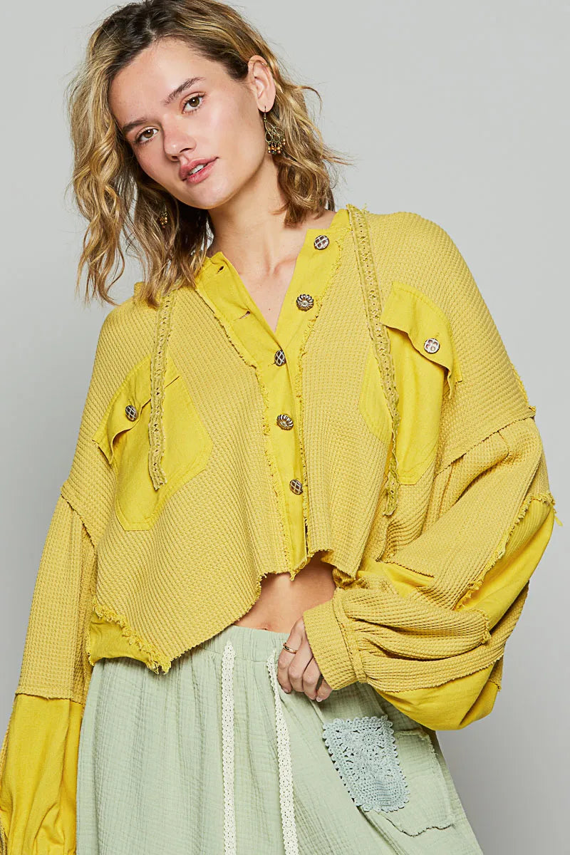 POL Raw Hem Cropped Hooded Jacket - Velora Luxury Fashion