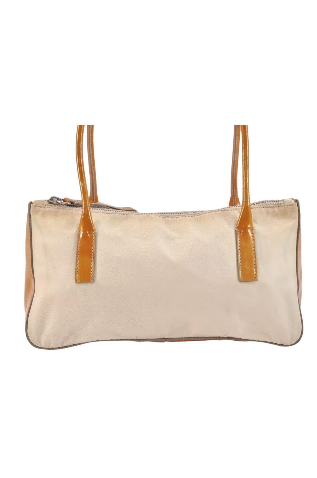 PRADA Nylon Tessuto Enamel Shoulder Hand Bag Purse Cream White 9257K - Velora Luxury Fashion