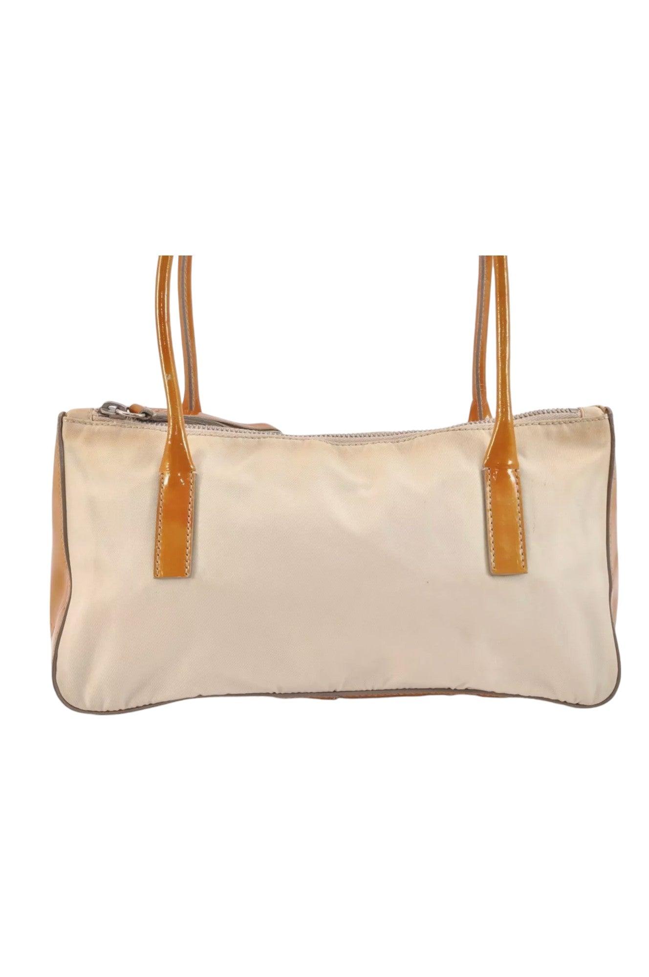 PRADA Nylon Tessuto Enamel Shoulder Hand Bag Purse Cream White 9257K - Velora Luxury Fashion
