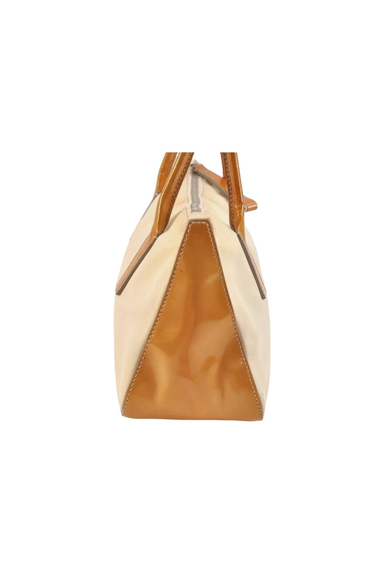 PRADA Nylon Tessuto Enamel Shoulder Hand Bag Purse Cream White 9257K - Velora Luxury Fashion