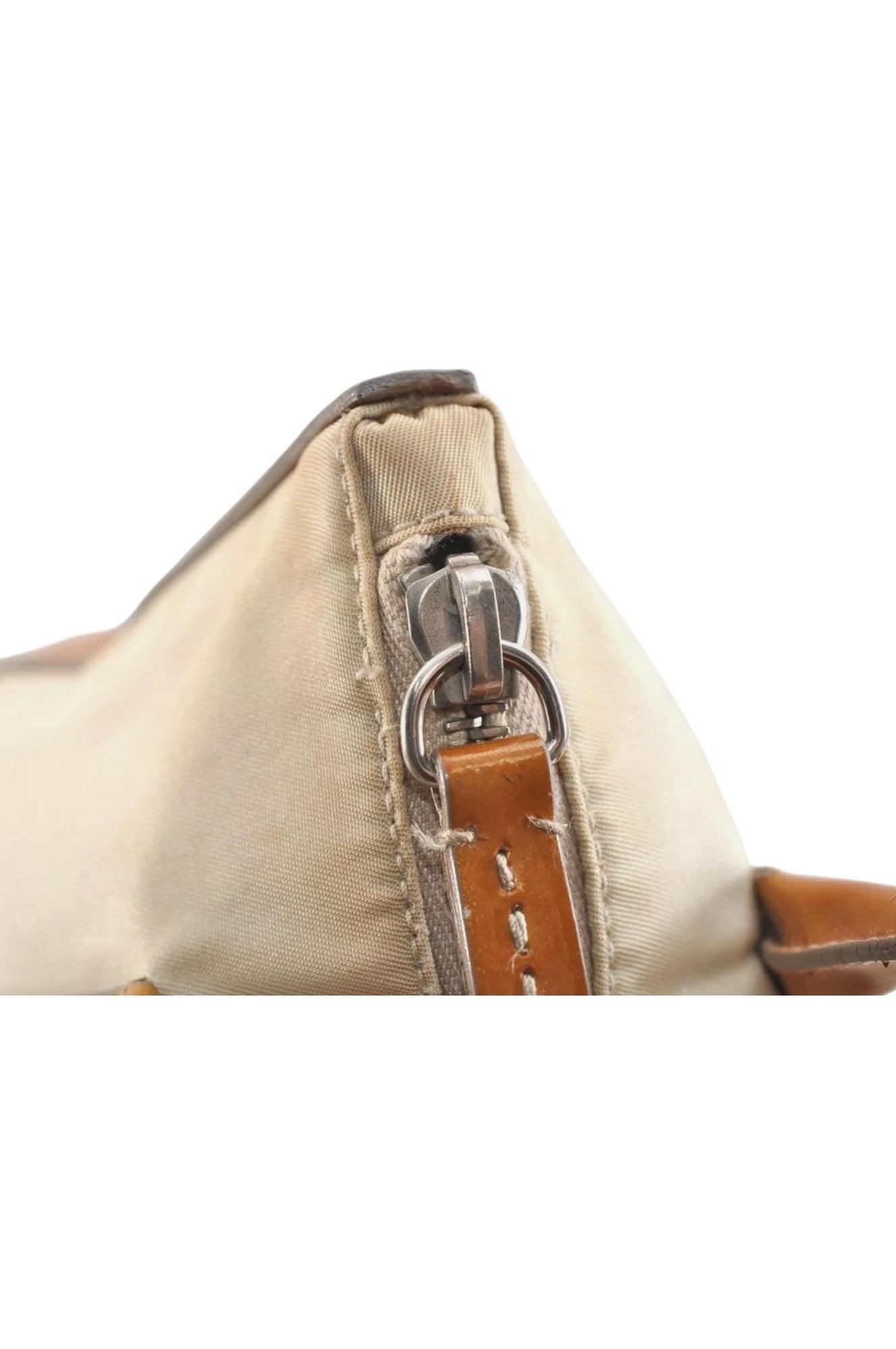 PRADA Nylon Tessuto Enamel Shoulder Hand Bag Purse Cream White 9257K - Velora Luxury Fashion