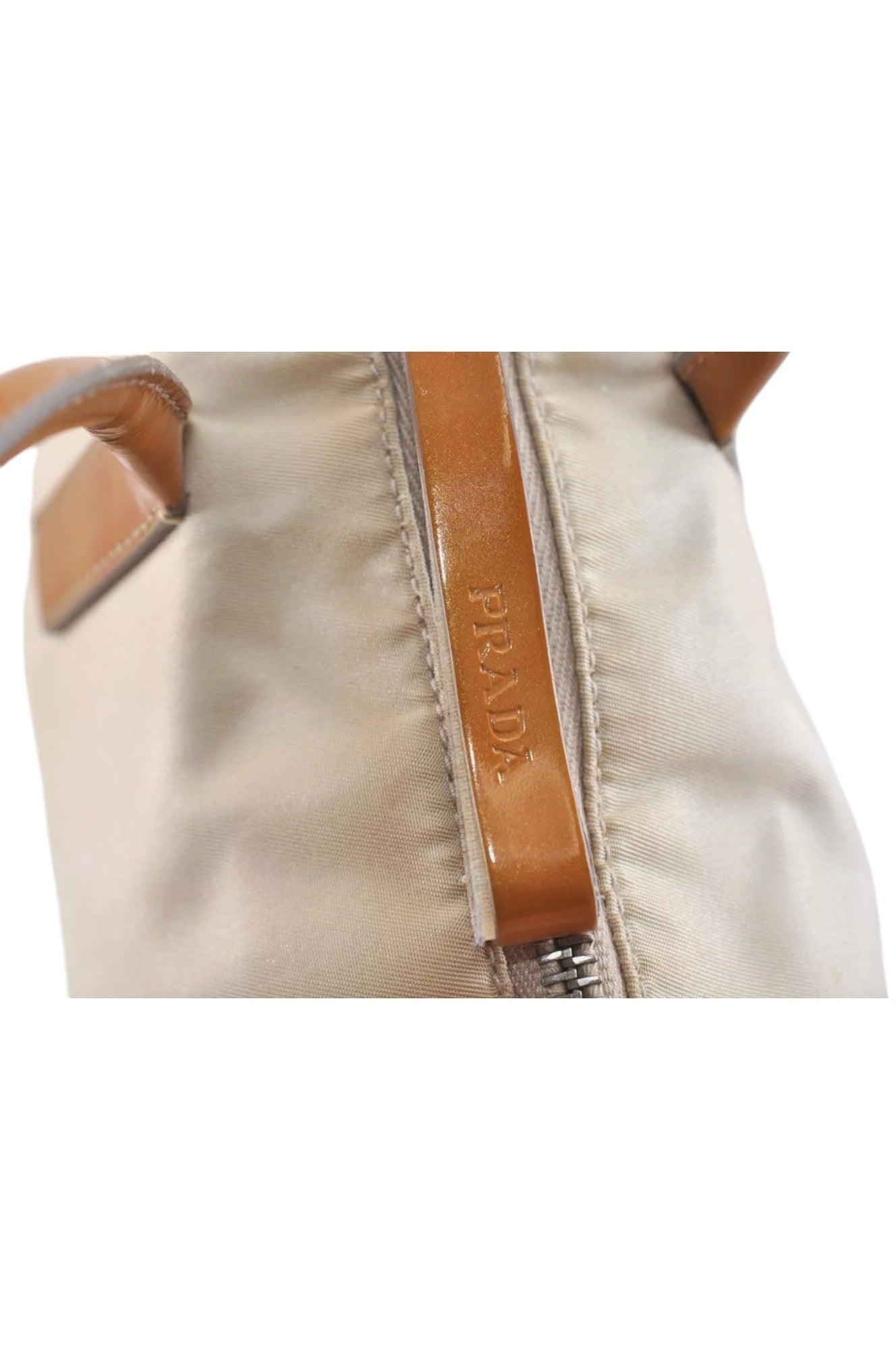 PRADA Nylon Tessuto Enamel Shoulder Hand Bag Purse Cream White 9257K - Velora Luxury Fashion