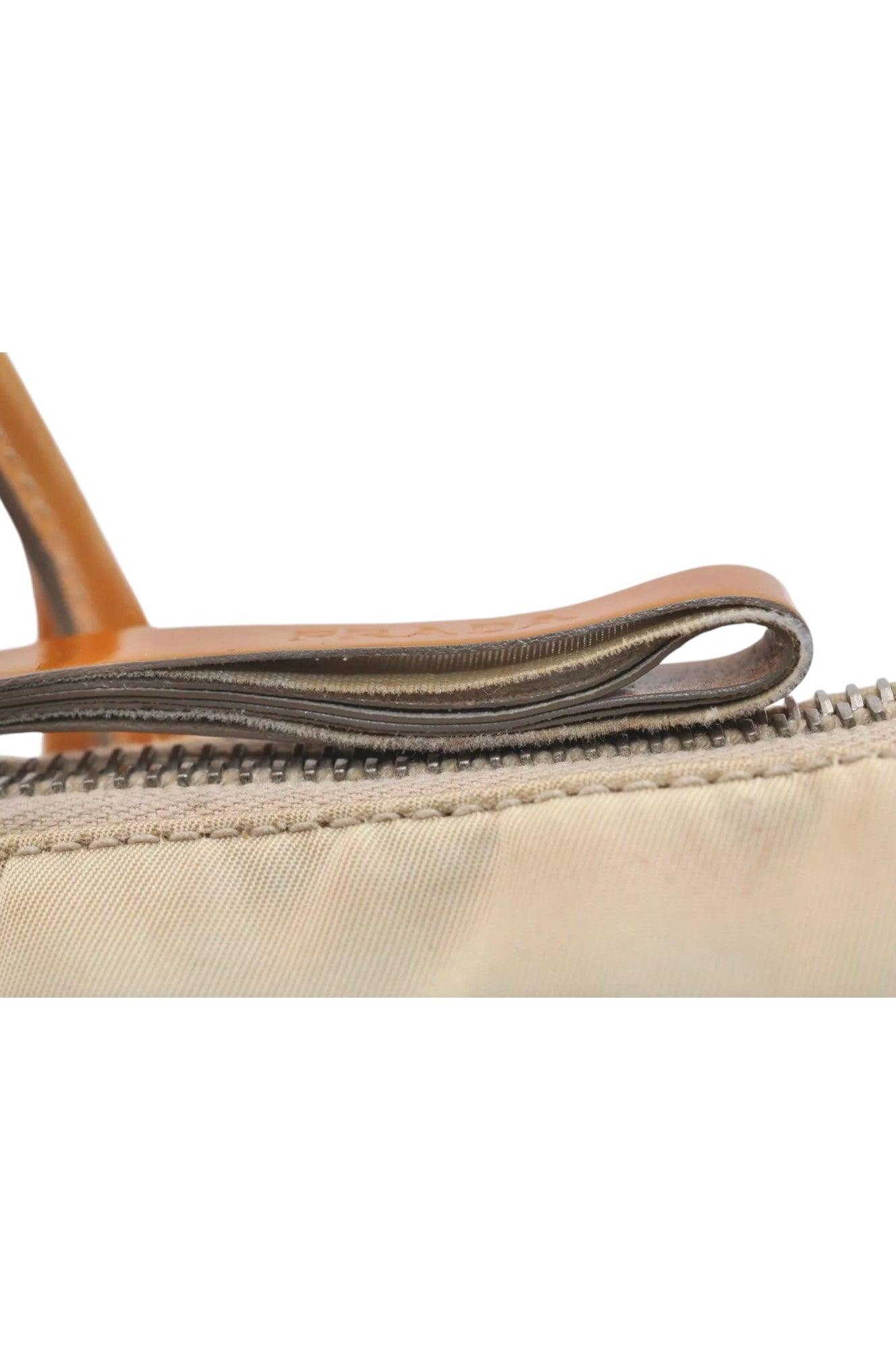PRADA Nylon Tessuto Enamel Shoulder Hand Bag Purse Cream White 9257K - Velora Luxury Fashion
