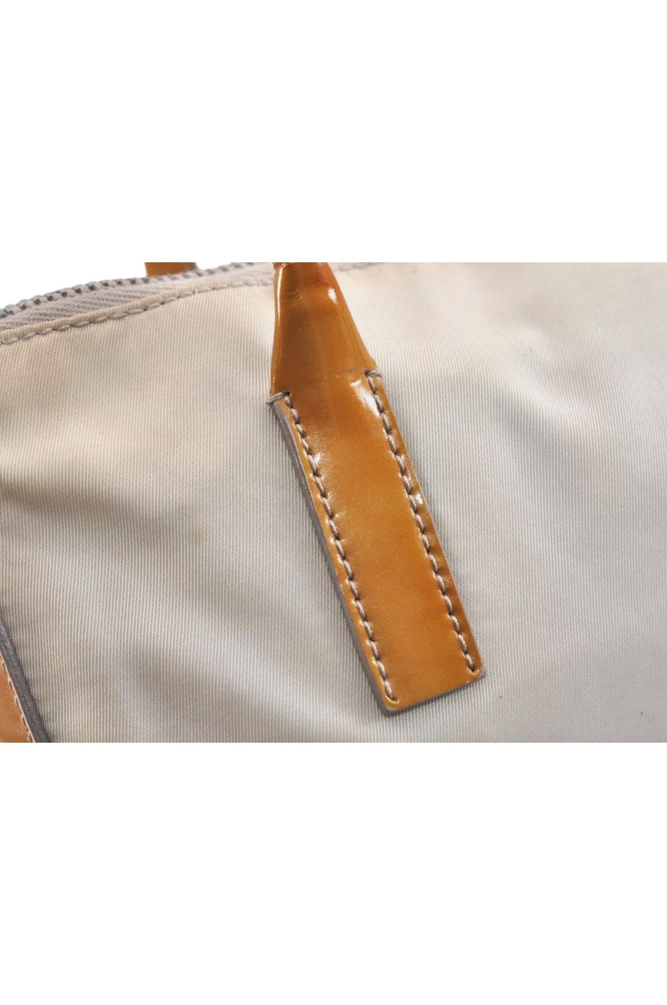 PRADA Nylon Tessuto Enamel Shoulder Hand Bag Purse Cream White 9257K - Velora Luxury Fashion