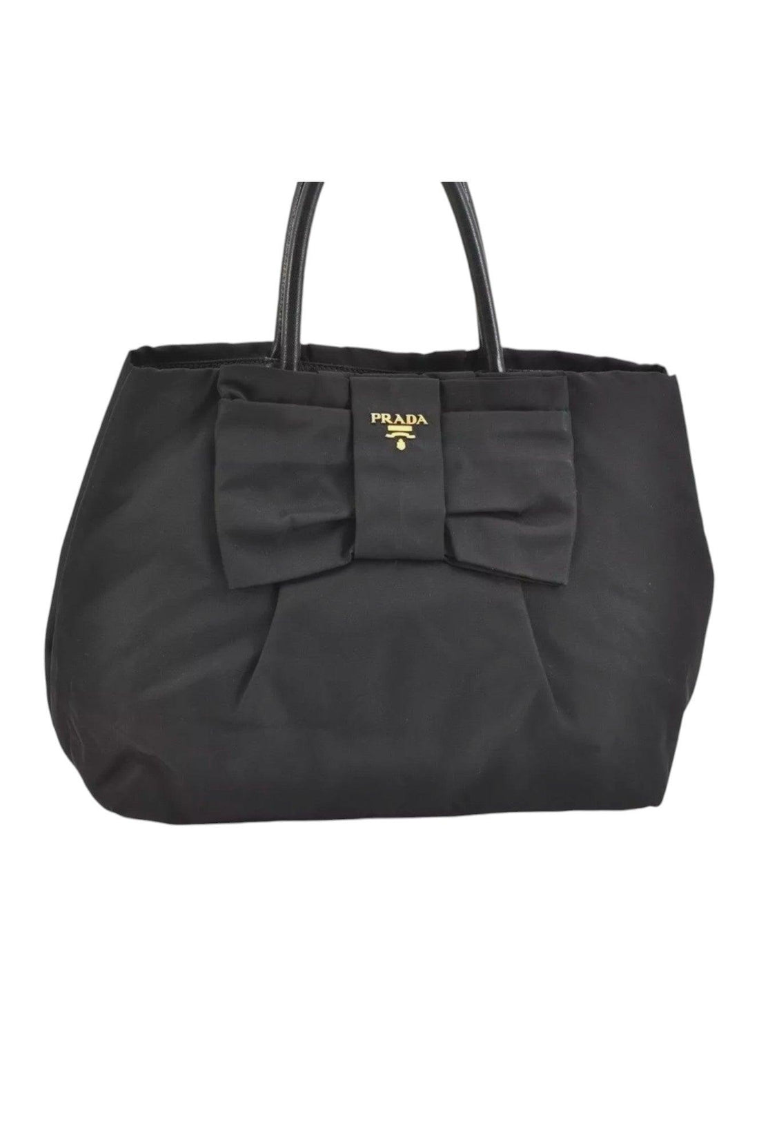 PRADA Tessuto Fiocco Ribbon Nylon Leather Hand Tote Bag Black 7620K - Velora Luxury Fashion