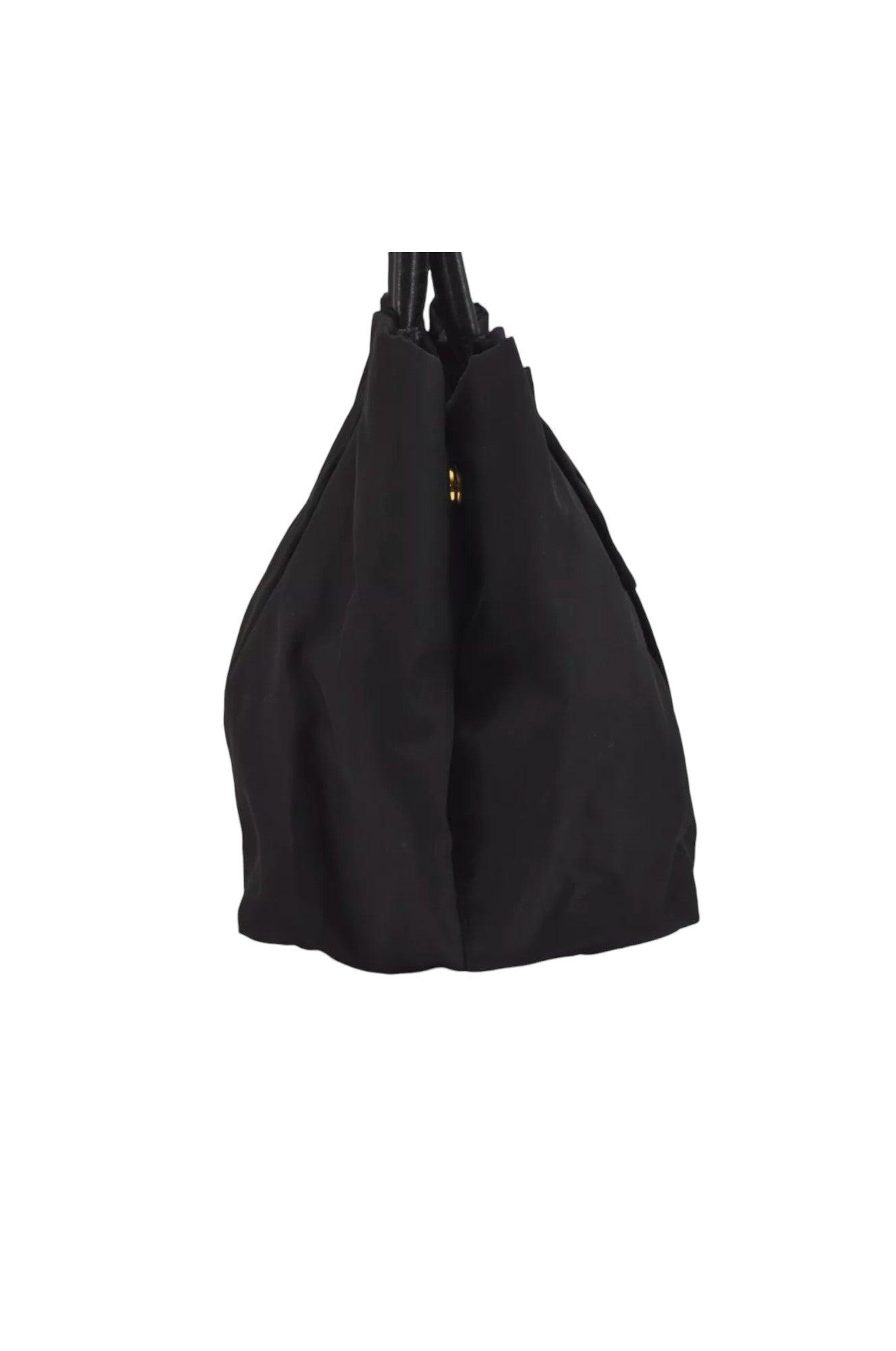 PRADA Tessuto Fiocco Ribbon Nylon Leather Hand Tote Bag Black 7620K - Velora Luxury Fashion