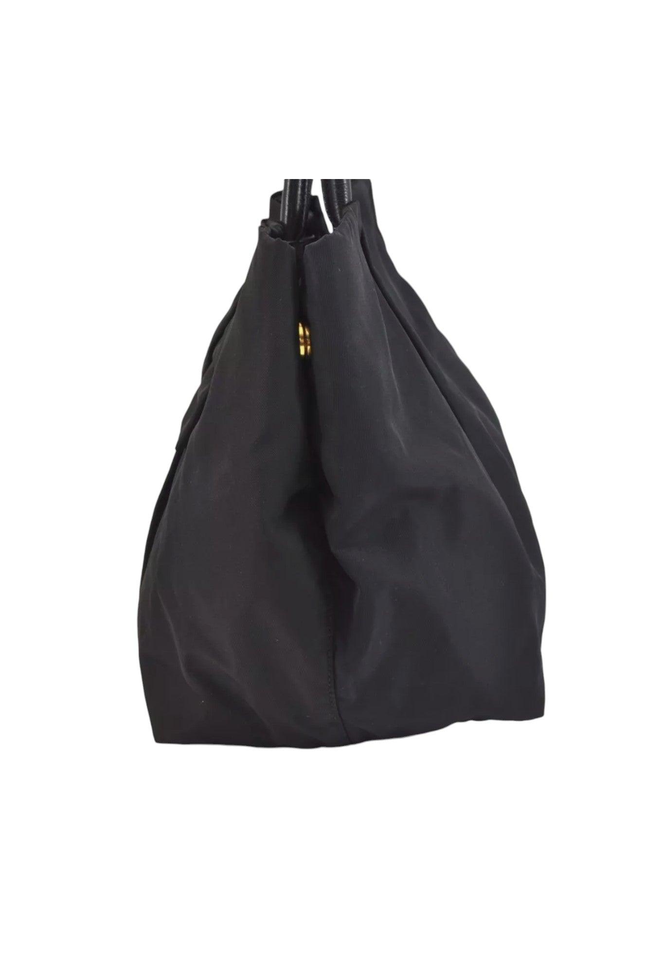 PRADA Tessuto Fiocco Ribbon Nylon Leather Hand Tote Bag Black 7620K - Velora Luxury Fashion