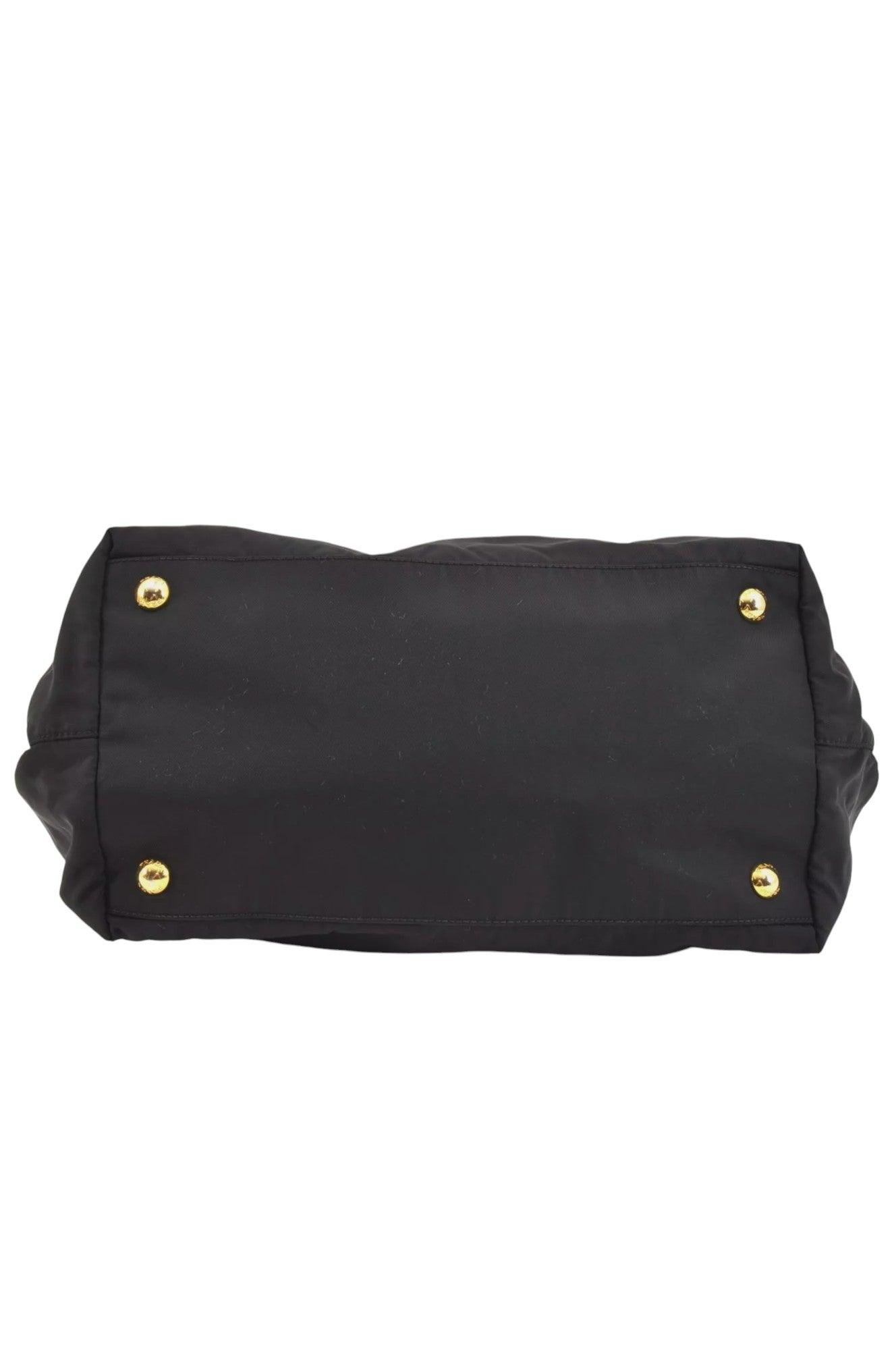 PRADA Tessuto Fiocco Ribbon Nylon Leather Hand Tote Bag Black 7620K - Velora Luxury Fashion
