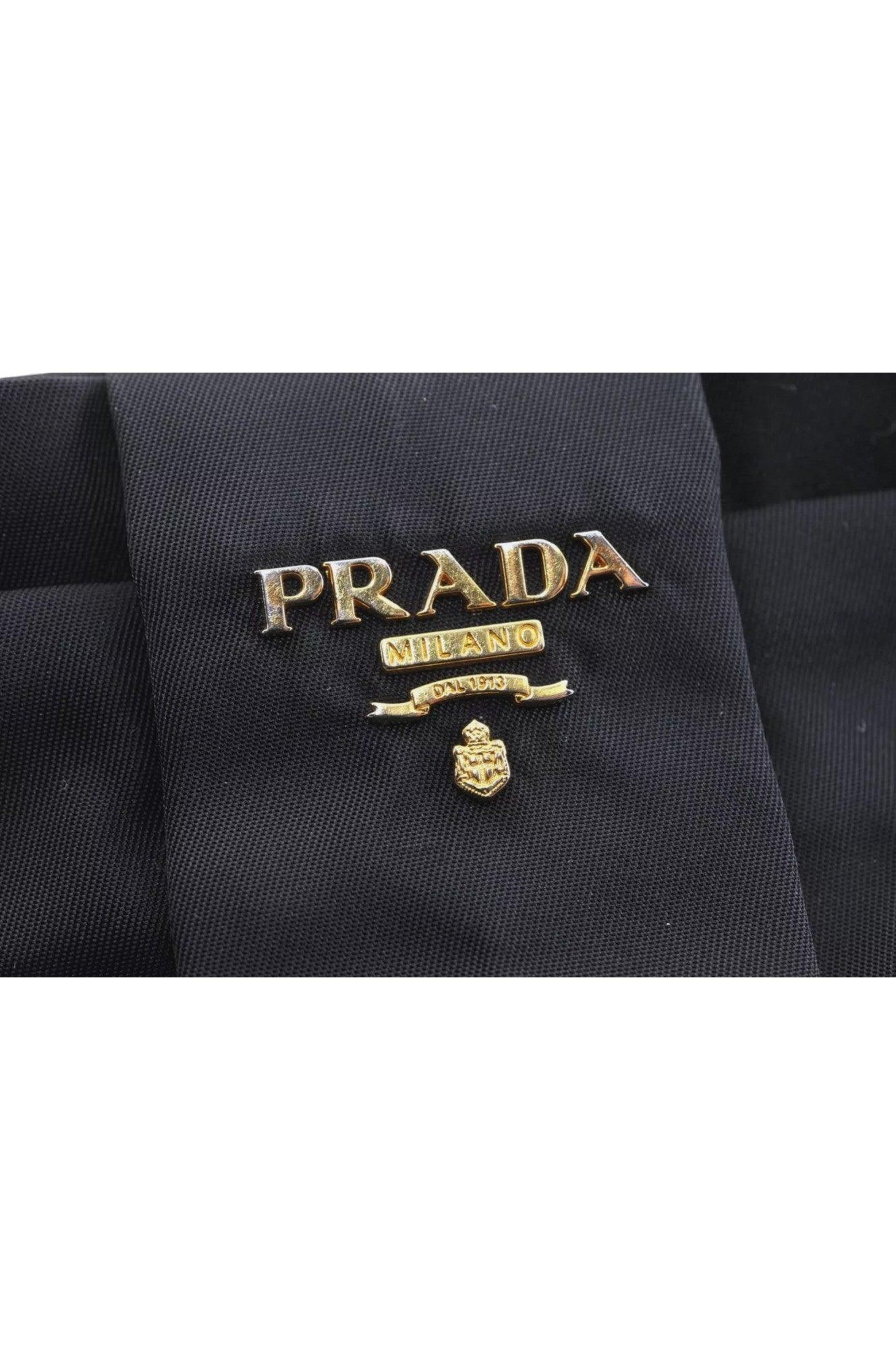 PRADA Tessuto Fiocco Ribbon Nylon Leather Hand Tote Bag Black 7620K - Velora Luxury Fashion