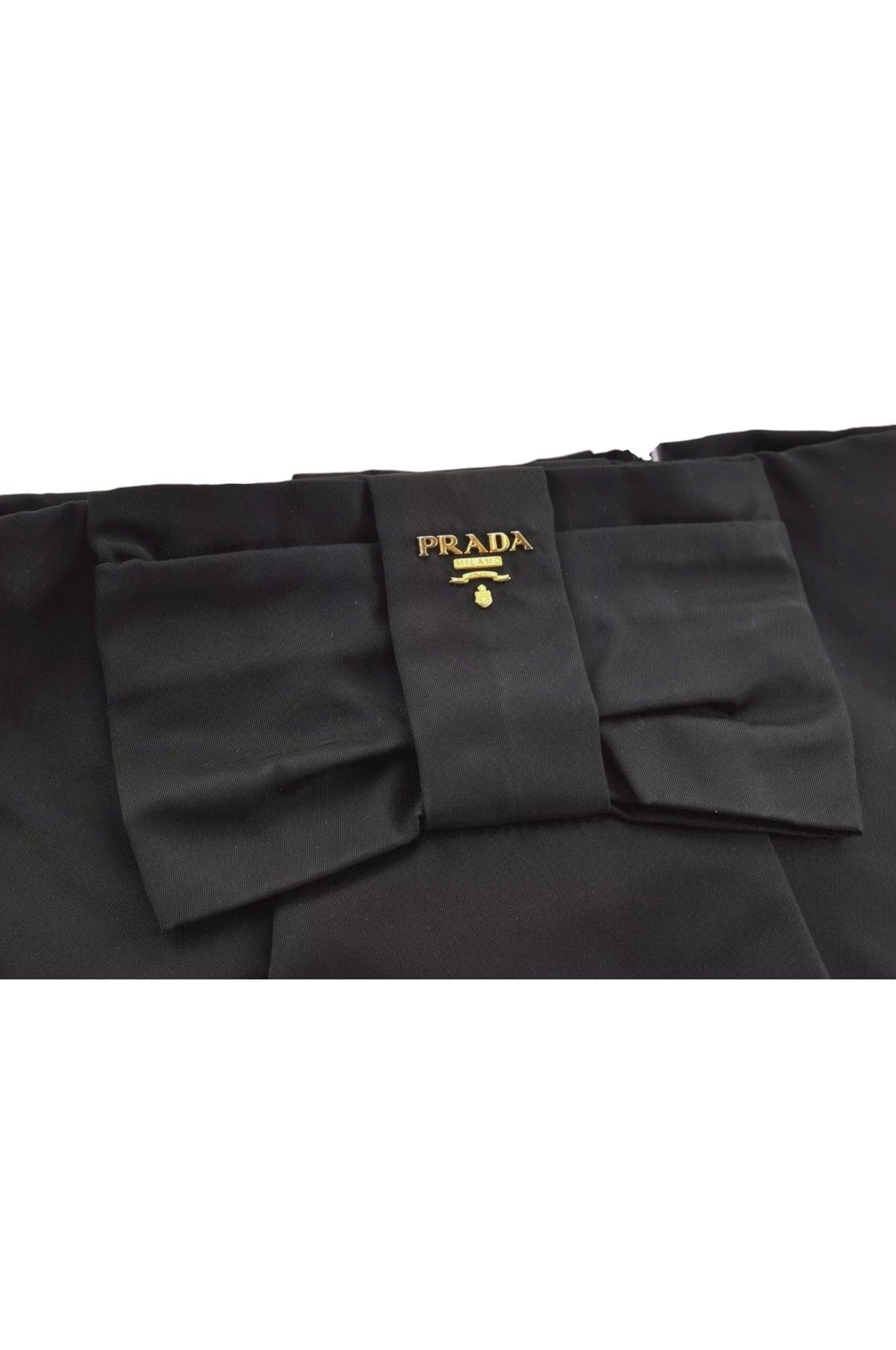 PRADA Tessuto Fiocco Ribbon Nylon Leather Hand Tote Bag Black 7620K - Velora Luxury Fashion