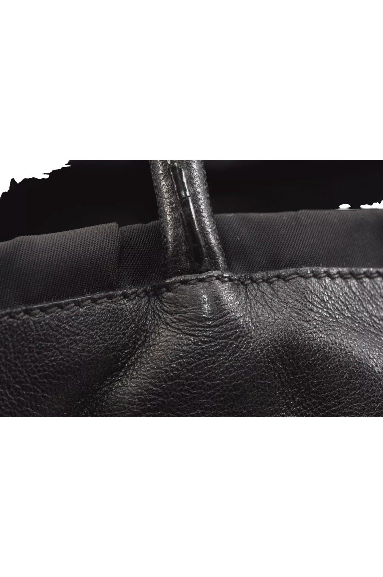 PRADA Tessuto Fiocco Ribbon Nylon Leather Hand Tote Bag Black 7620K - Velora Luxury Fashion