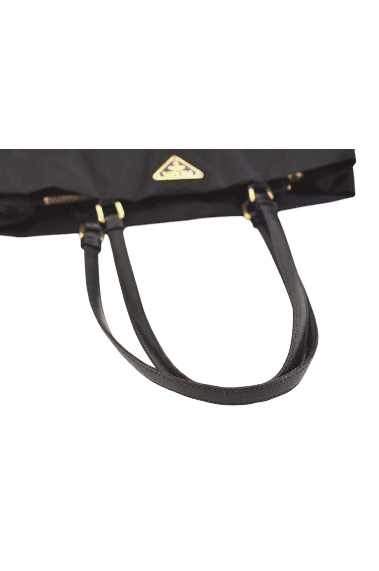PRADA Vintage Nylon Tessuto Leather Shoulder Bag Purse Black 9107K - Velora Luxury Fashion