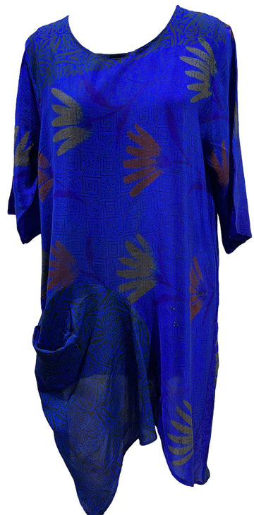 PRC5485 Avatar Pure Silk Self Pocket Tunic Dress - Velora Luxury Fashion