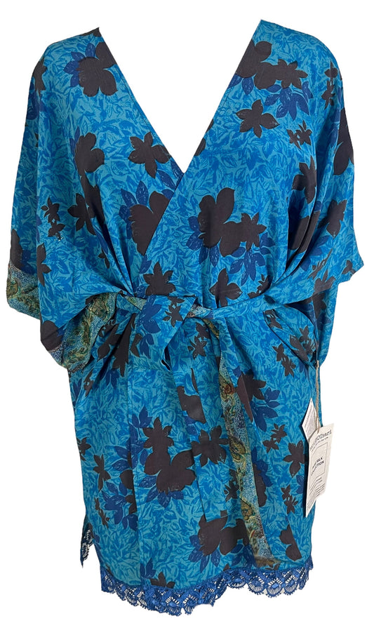 PRC5940 Avatar Pure Silk Kimono-Sleeved Jacket with Belt - Velora