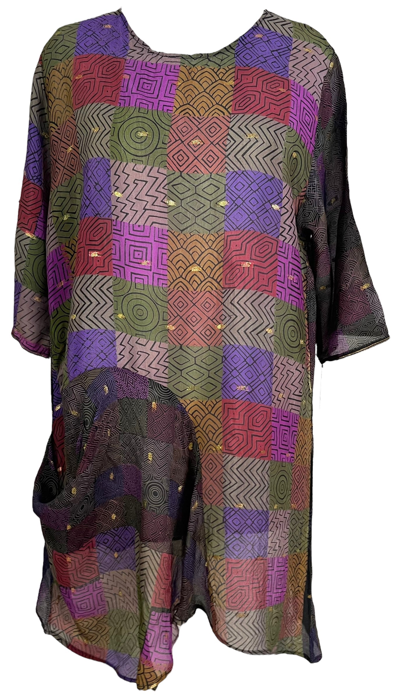 PRC6061 Avatar Pure Silk Self Pocket Tunic Dress - Velora Luxury Fashion