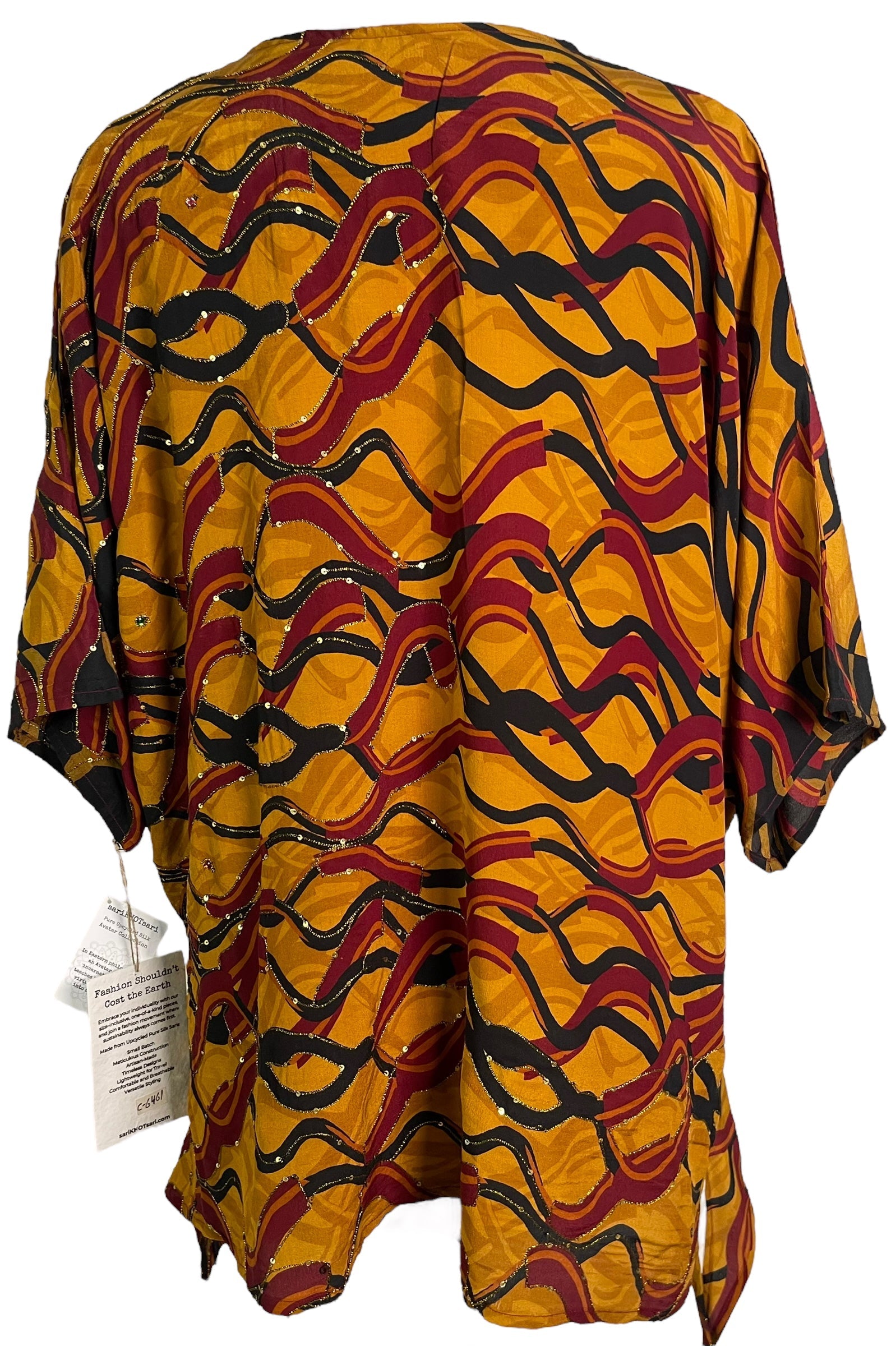PRC6461 Avatar Pure Silk Long Tunic with Side Ties - Velora Luxury Fashion
