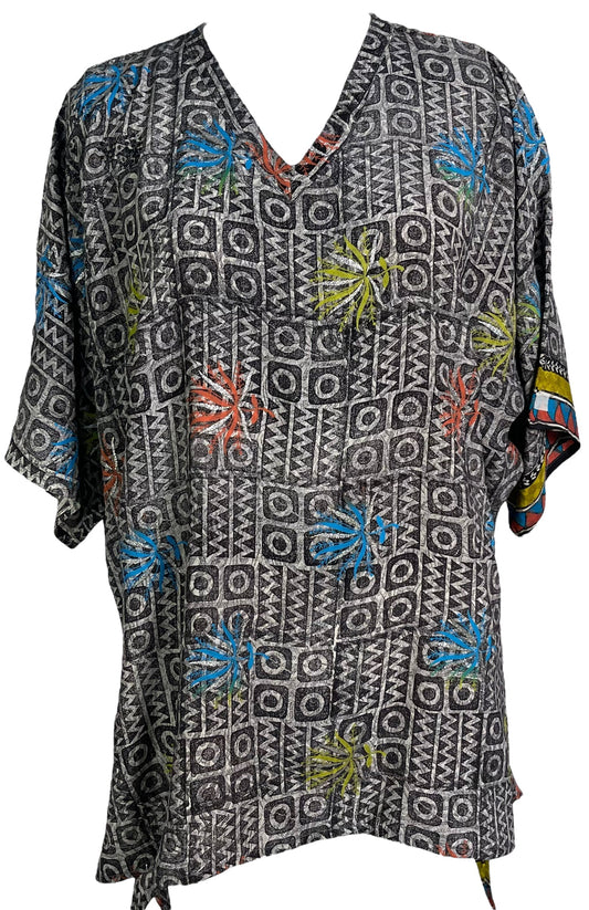 PRC6469 Avatar Pure Silk Long Tunic with Side Ties - Velora Luxury Fashion