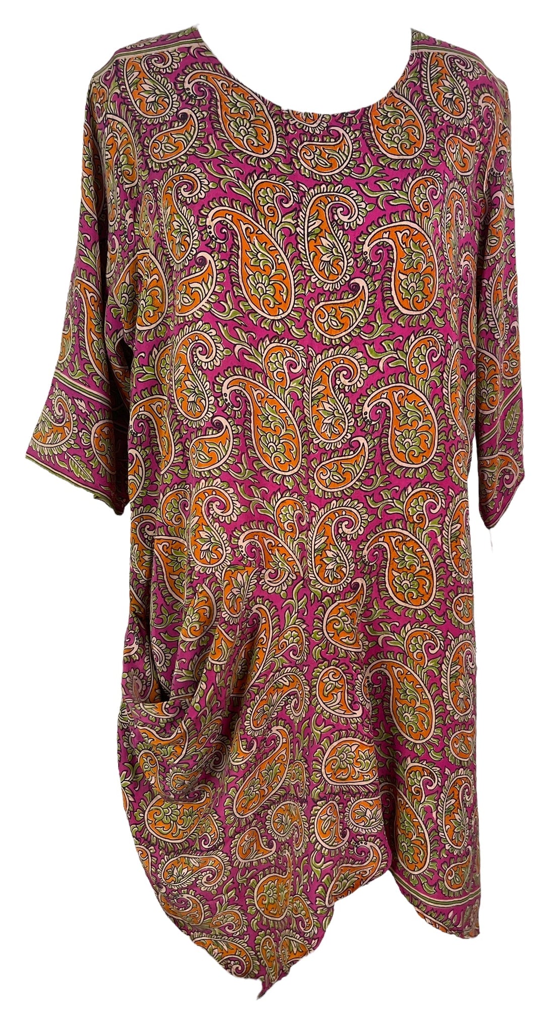 PRC6543 Avatar Pure Silk Self Pocket Tunic Dress - Velora Luxury Fashion