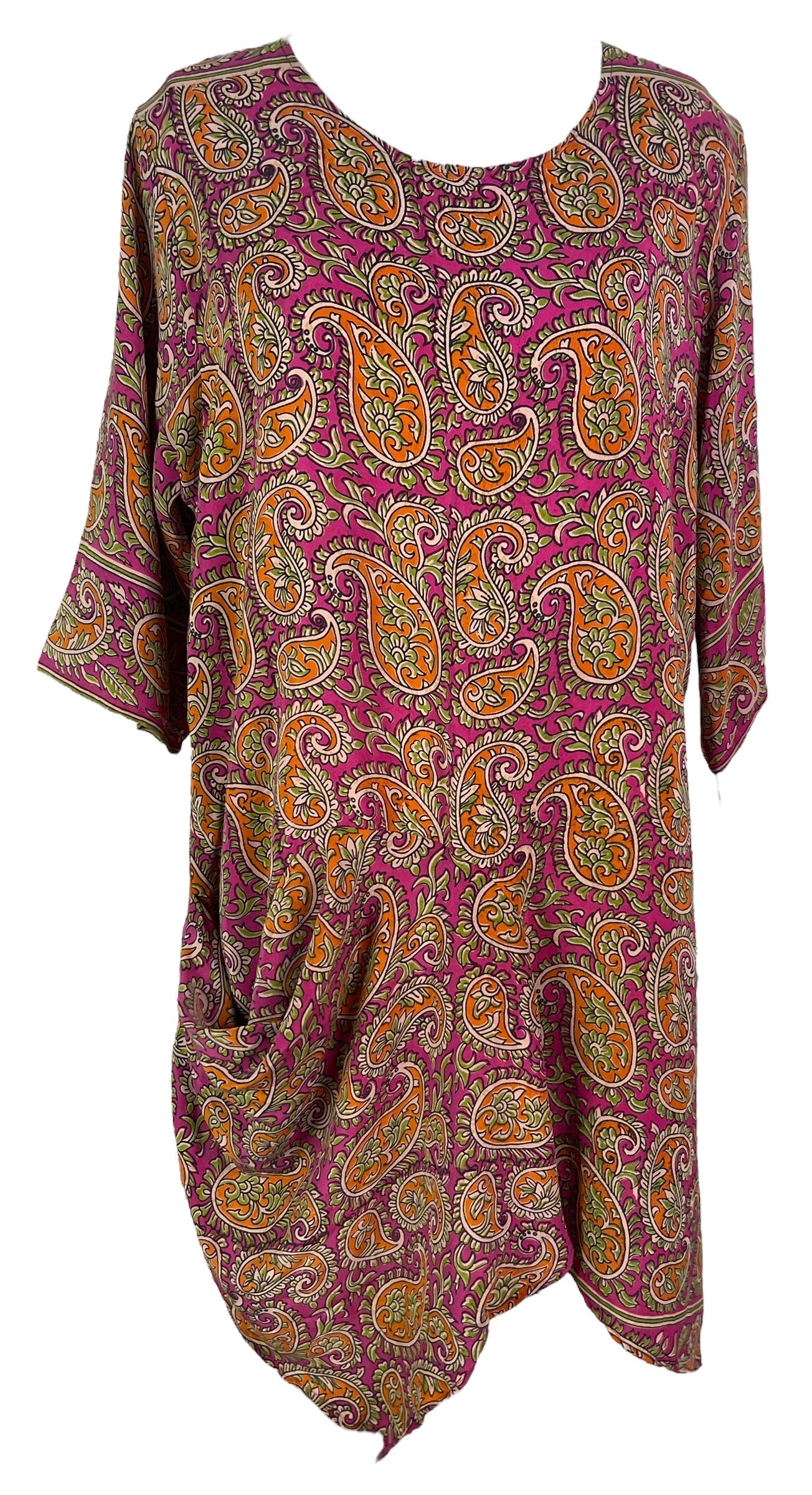 PRC6543 Avatar Pure Silk Self Pocket Tunic Dress - Velora