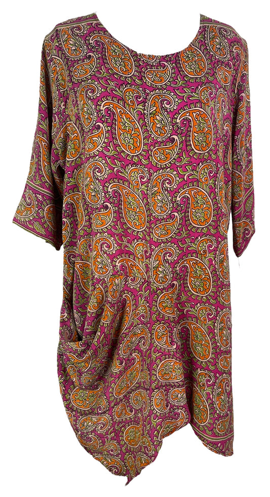 PRC6543 Avatar Pure Silk Self Pocket Tunic Dress - Velora