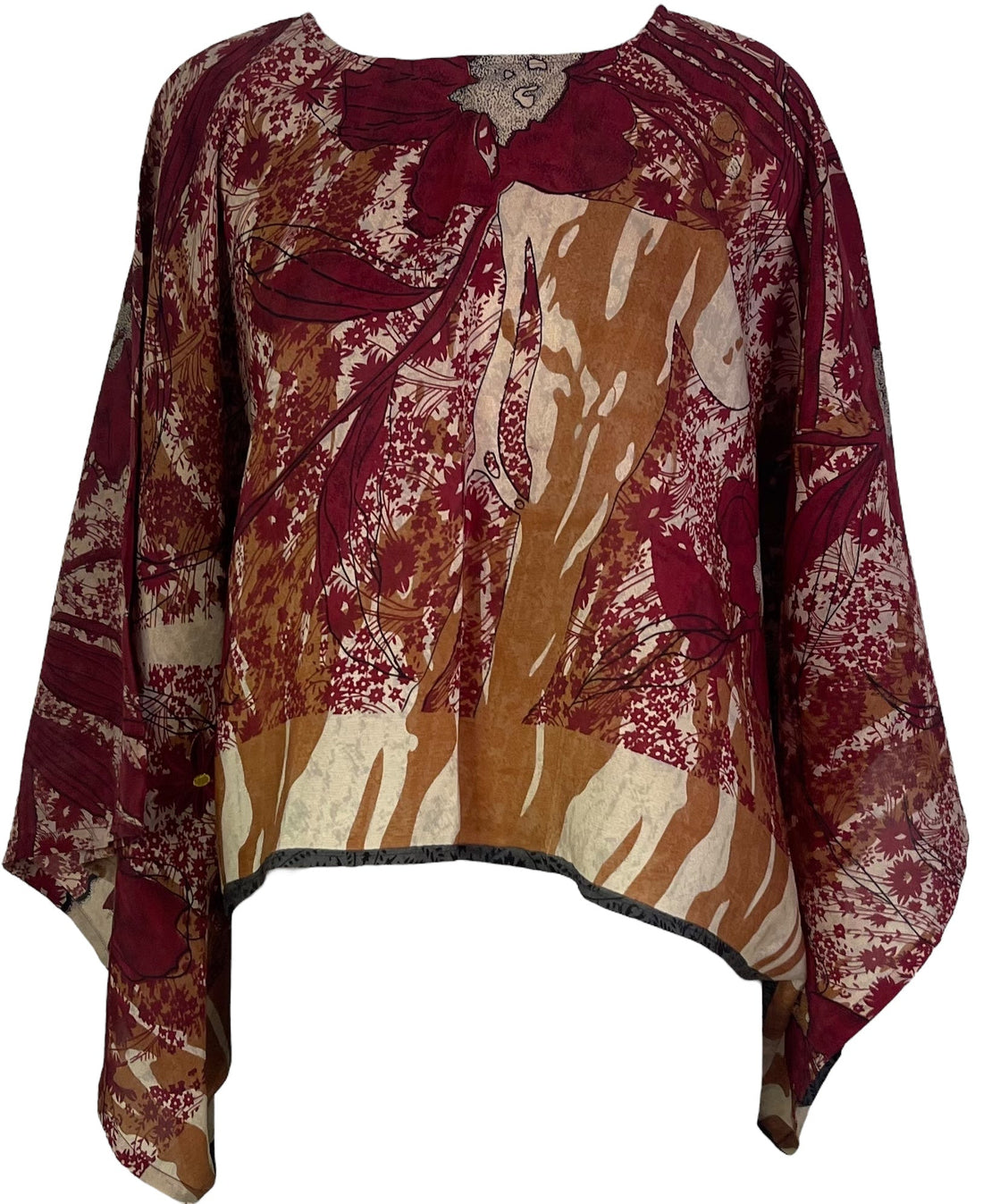 PRC6663 Avatar Pure Silk Kimono-Sleeved Top - Velora Luxury Fashion