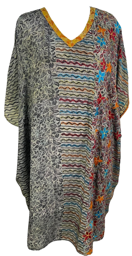PRC6713 Avatar Pure Silk Midi Length Kaftan - Velora Luxury Fashion