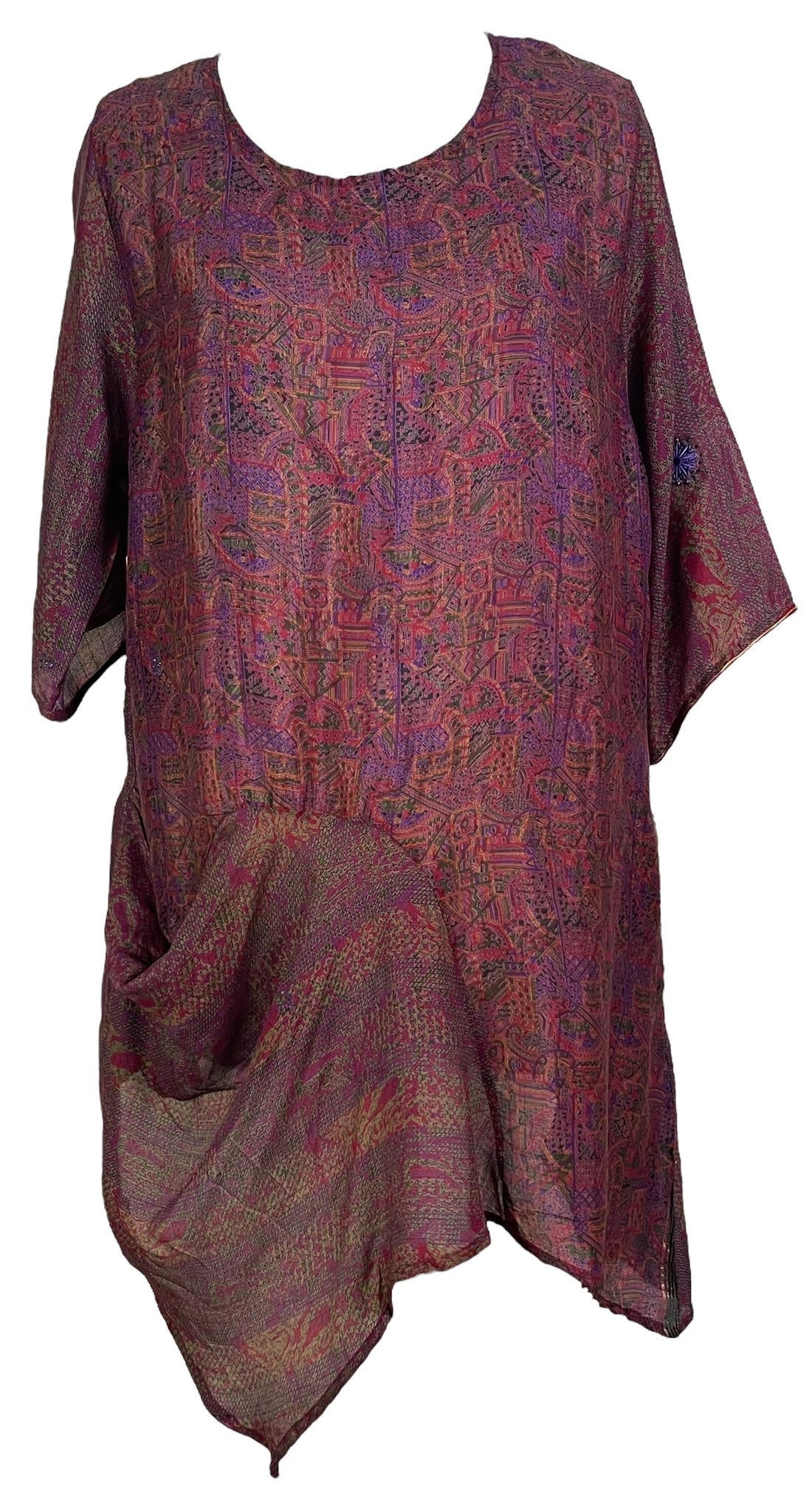 PRC6827 Avatar Pure Silk Self Pocket Tunic Dress - Velora Luxury Fashion