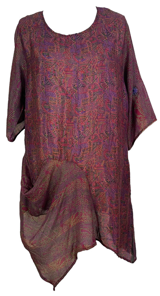 PRC6827 Avatar Pure Silk Self Pocket Tunic Dress - Velora Luxury Fashion