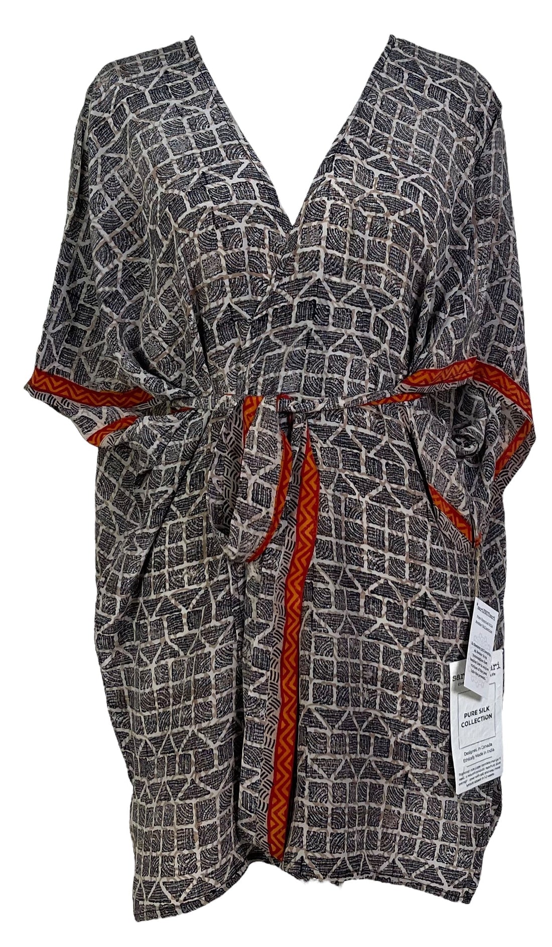 PRC6915 Avatar Pure Silk Kimono-Sleeved Jacket with Belt - Velora Luxury Fashion