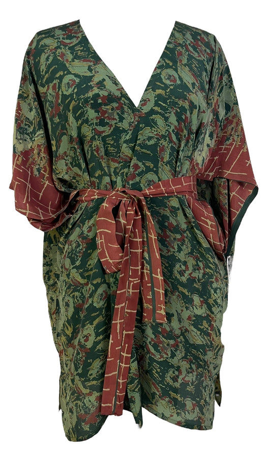 PRC6921 Avatar Pure Silk Kimono-Sleeved Jacket with Belt - Velora Luxury Fashion