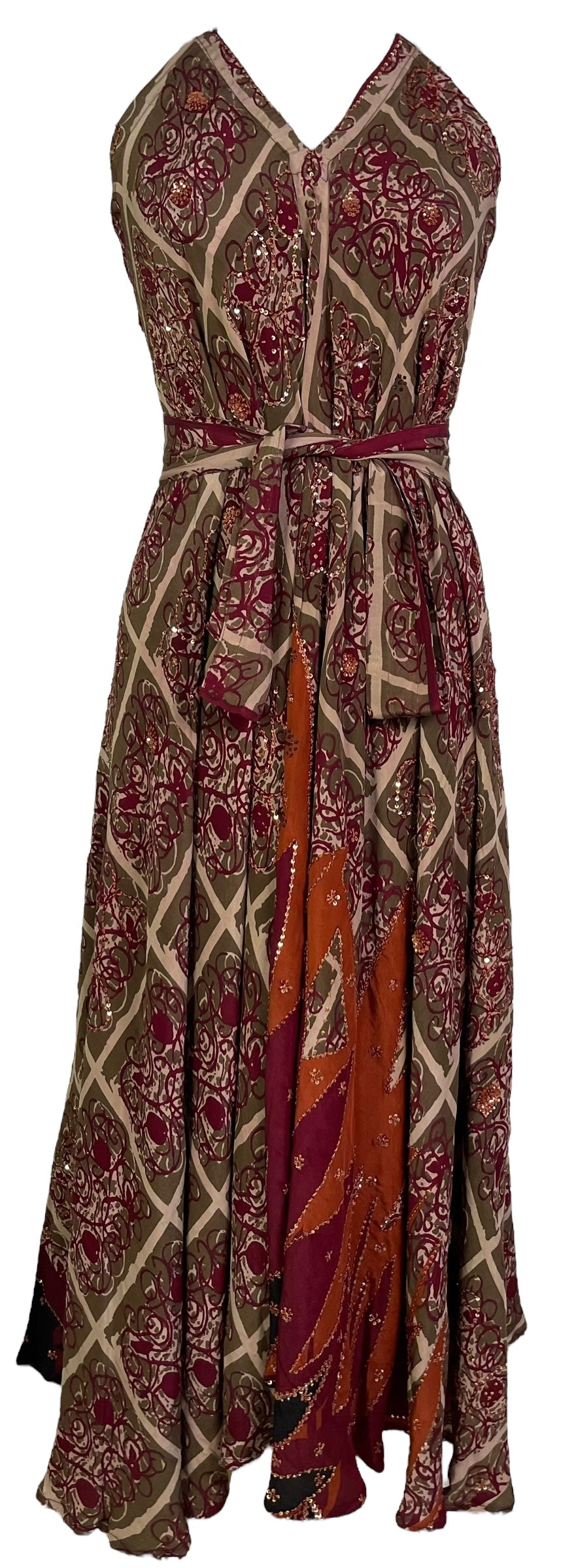 PRC7229 Avatar Pure Silk Maxi Dress with Belt - Velora Luxury Fashion