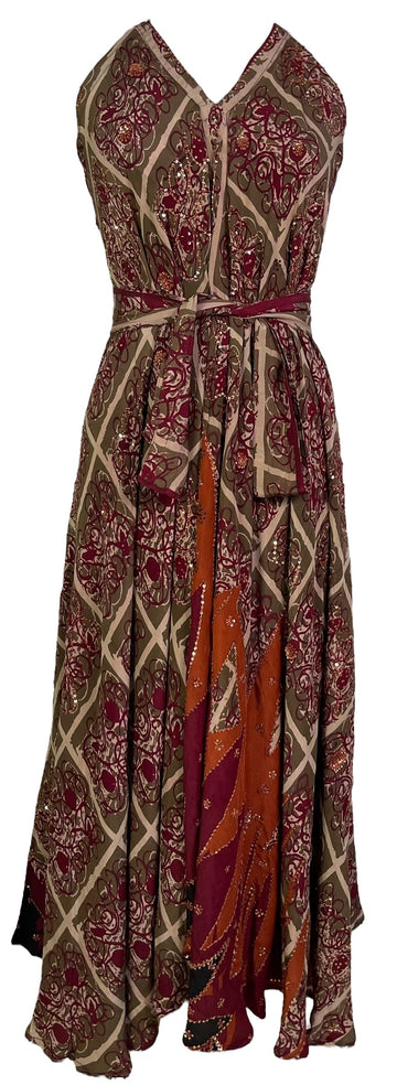 PRC7229 Avatar Pure Silk Maxi Dress with Belt - Velora Luxury Fashion