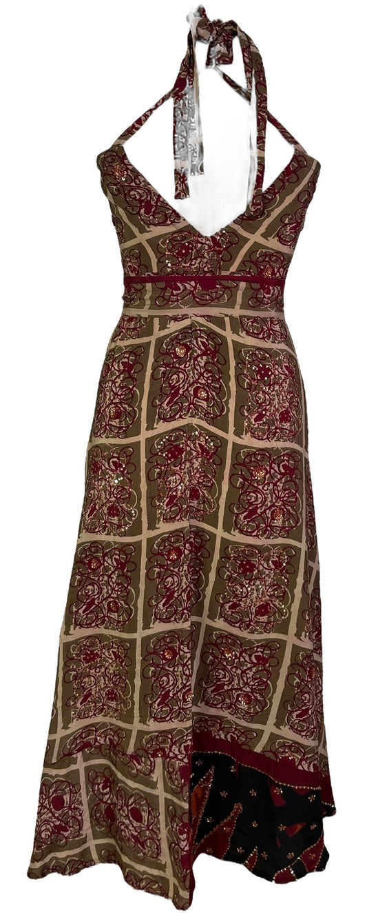 PRC7229 Avatar Pure Silk Maxi Dress with Belt - Velora Luxury Fashion