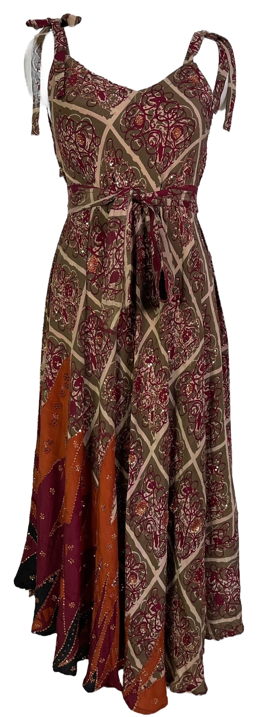 PRC7229 Avatar Pure Silk Maxi Dress with Belt - Velora Luxury Fashion