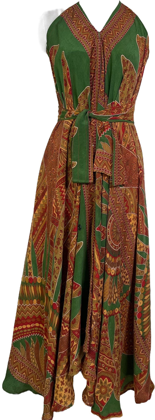 PRC7232 Avatar Pure Silk Maxi Dress with Belt - Velora Luxury Fashion